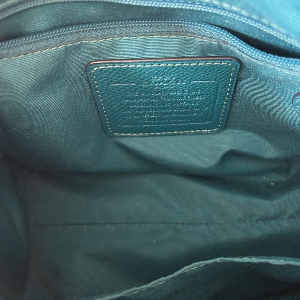 Coach Teal Blue Leather Satchel - Picture 6 of 11